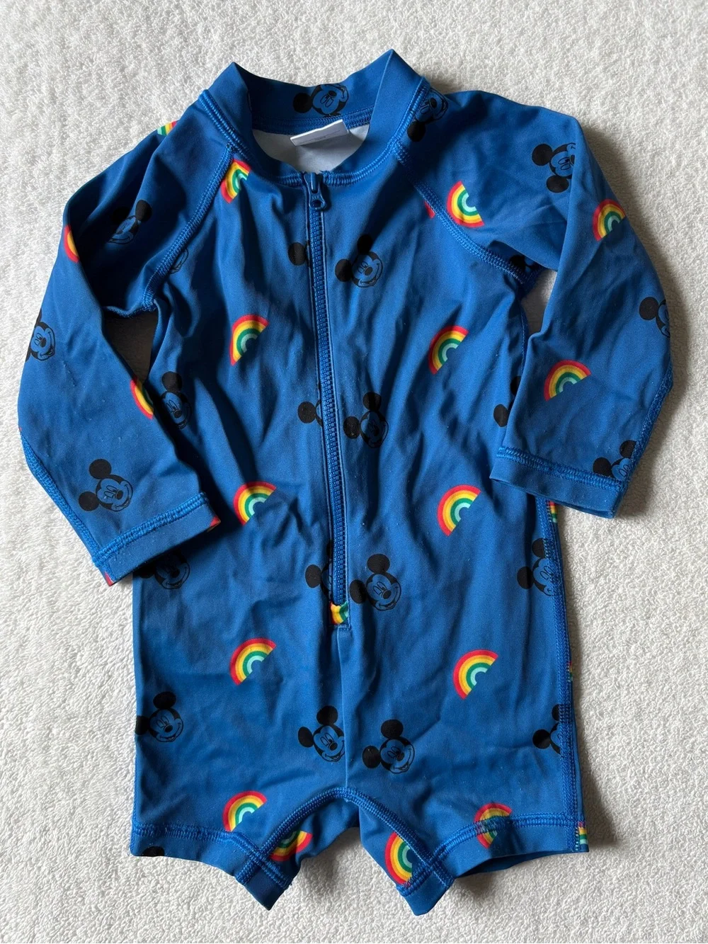 Hanna Andersson x Disney Mickey Mouse rainbow one piece swimsuit, Sz 12-18 Mos